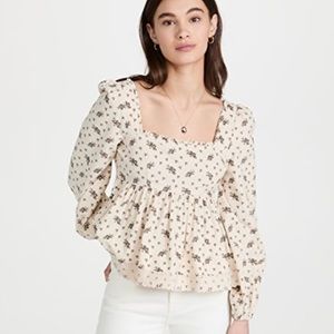 byTiMo Baby Cord Floral Ruffle Top in Antique